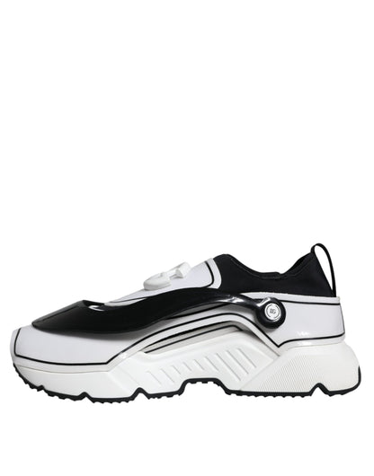 Dolce & Gabbana White Black Logo Plaque Daymaster Sneakers Shoes by Dolce & Gabbana