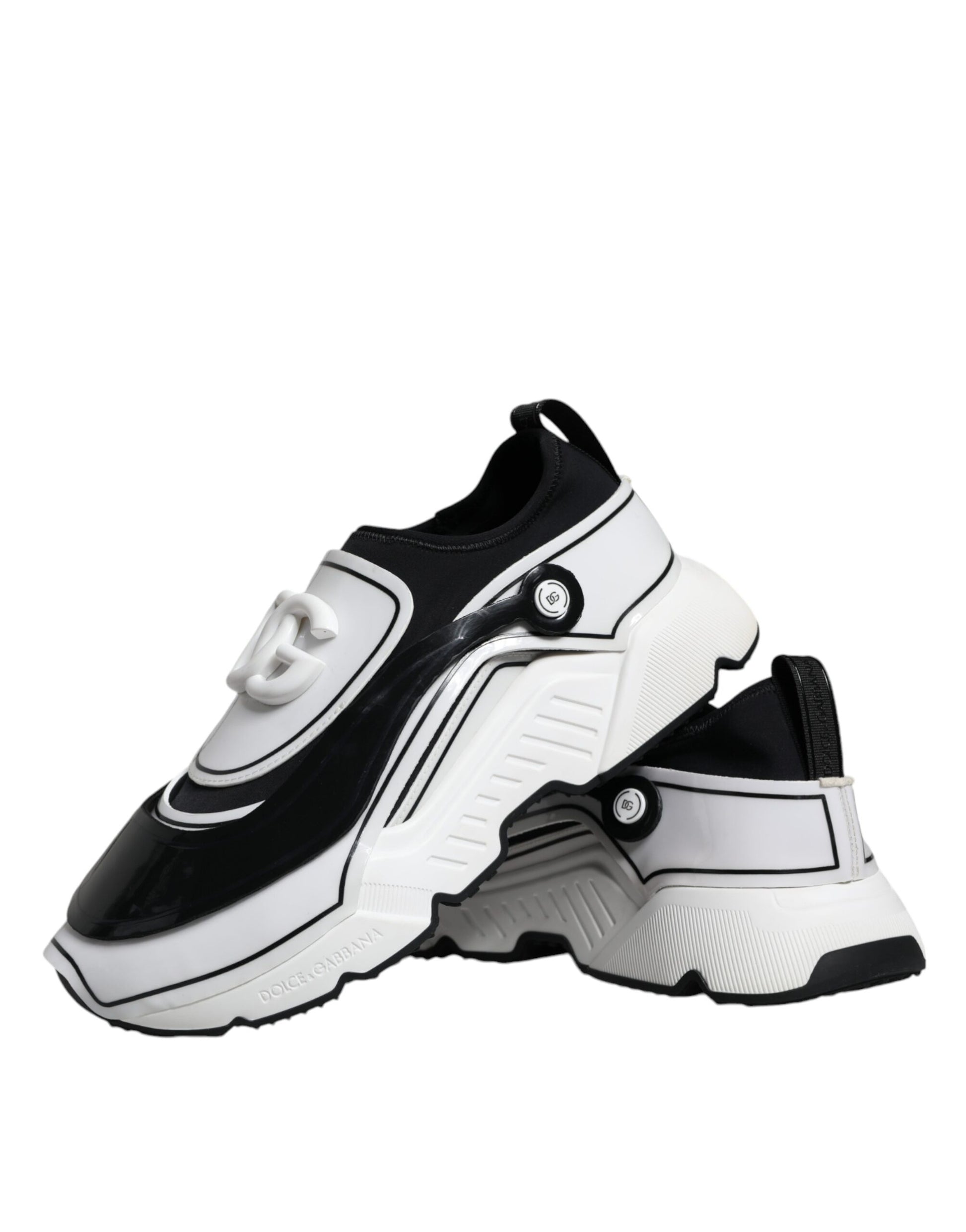 Dolce & Gabbana White Black Logo Plaque Daymaster Sneakers Shoes by Dolce & Gabbana