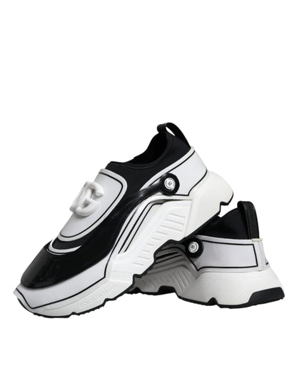 Dolce & Gabbana White Black Logo Plaque Daymaster Sneakers Shoes by Dolce & Gabbana