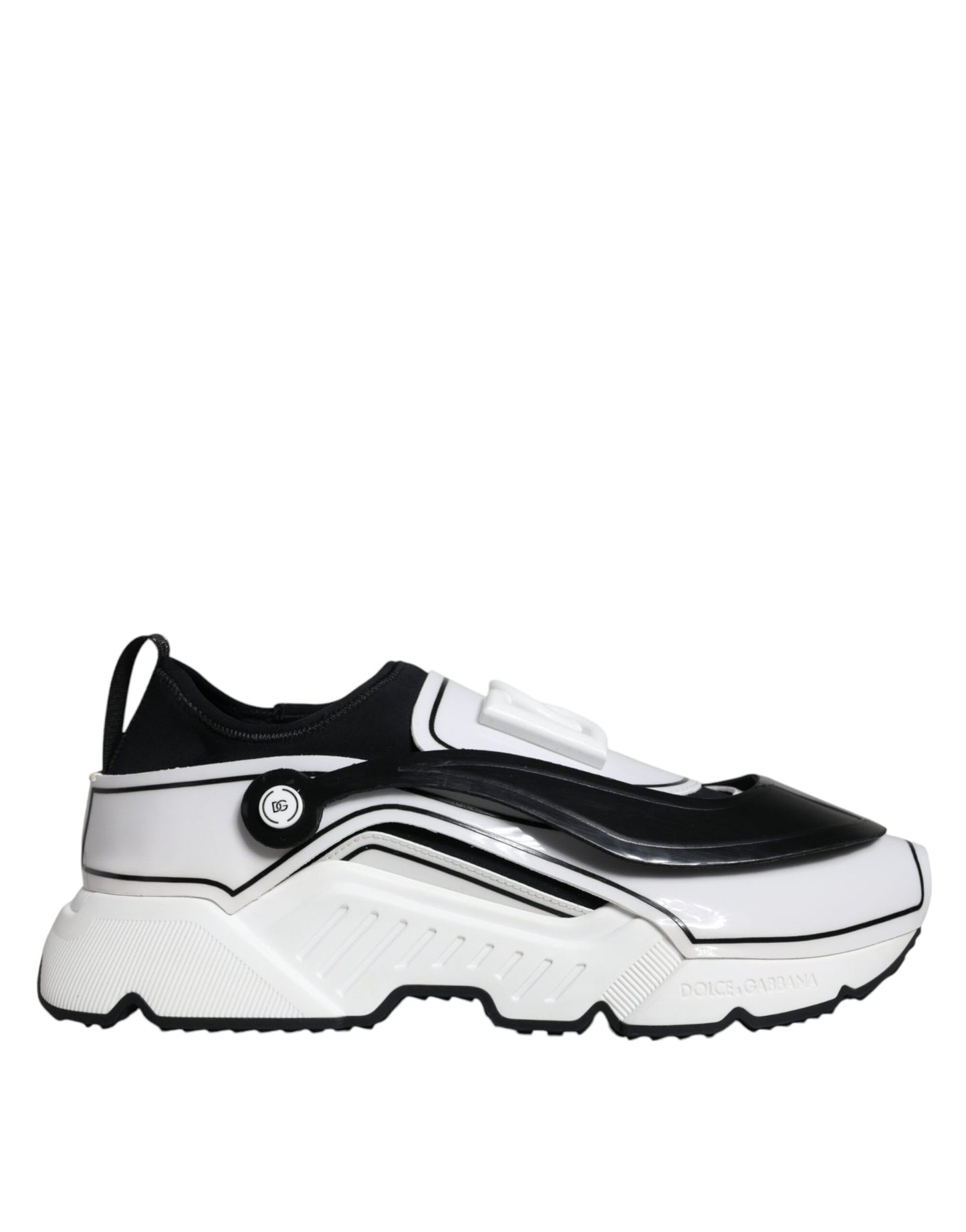 Dolce & Gabbana White Black Logo Plaque Daymaster Sneakers Shoes by Dolce & Gabbana