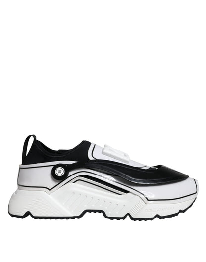 Dolce & Gabbana White Black Logo Plaque Daymaster Sneakers Shoes by Dolce & Gabbana