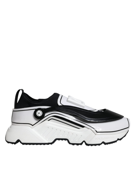 Dolce & Gabbana White Black Logo Plaque Daymaster Sneakers Shoes by Dolce & Gabbana