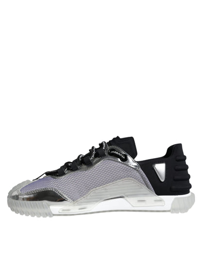 Dolce & Gabbana Silver Black Nylon NS1 Low Top Sneakers Shoes by Dolce & Gabbana