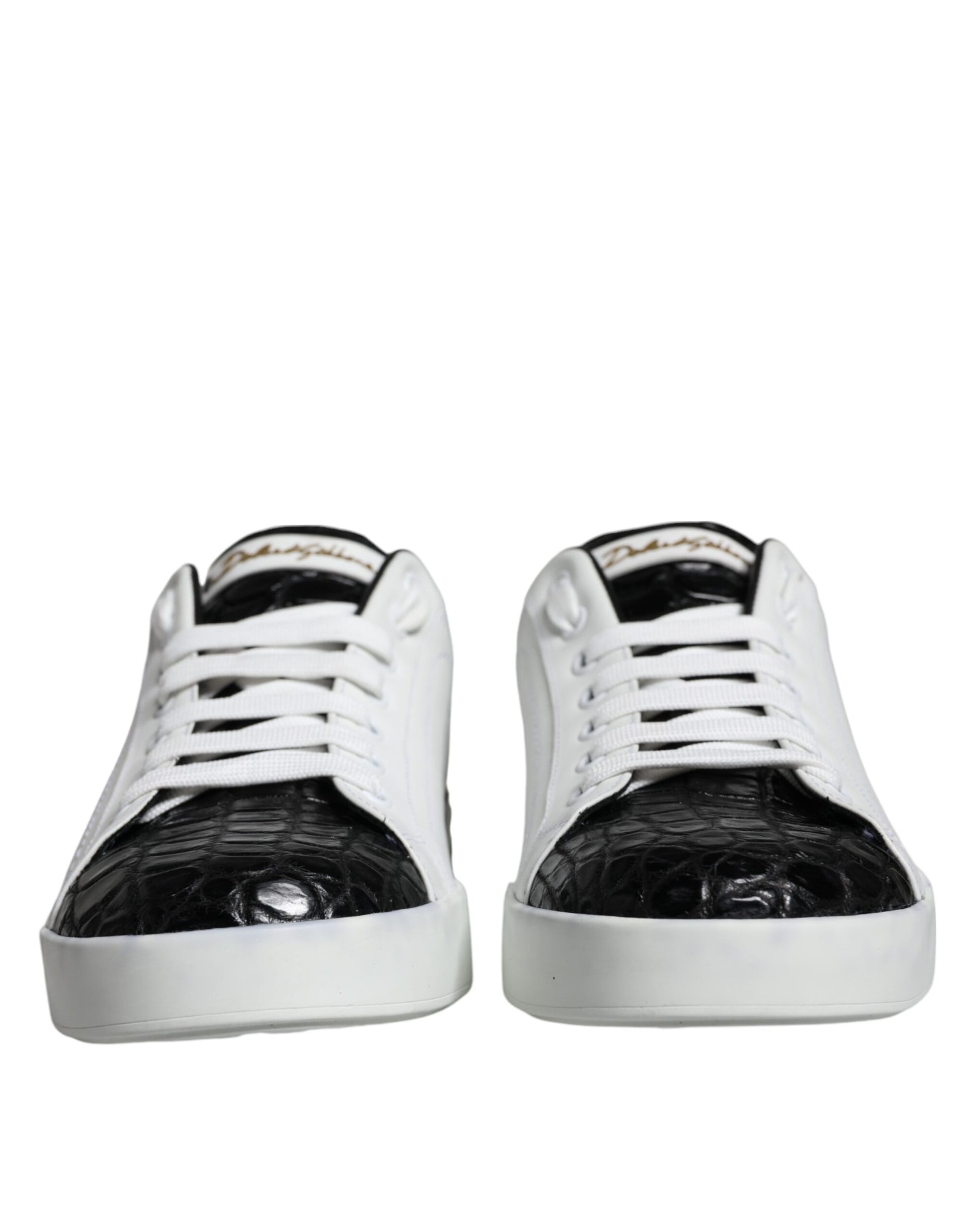 Dolce & Gabbana Black Leather Logo Portofino Sneaker Shoes by Dolce & Gabbana