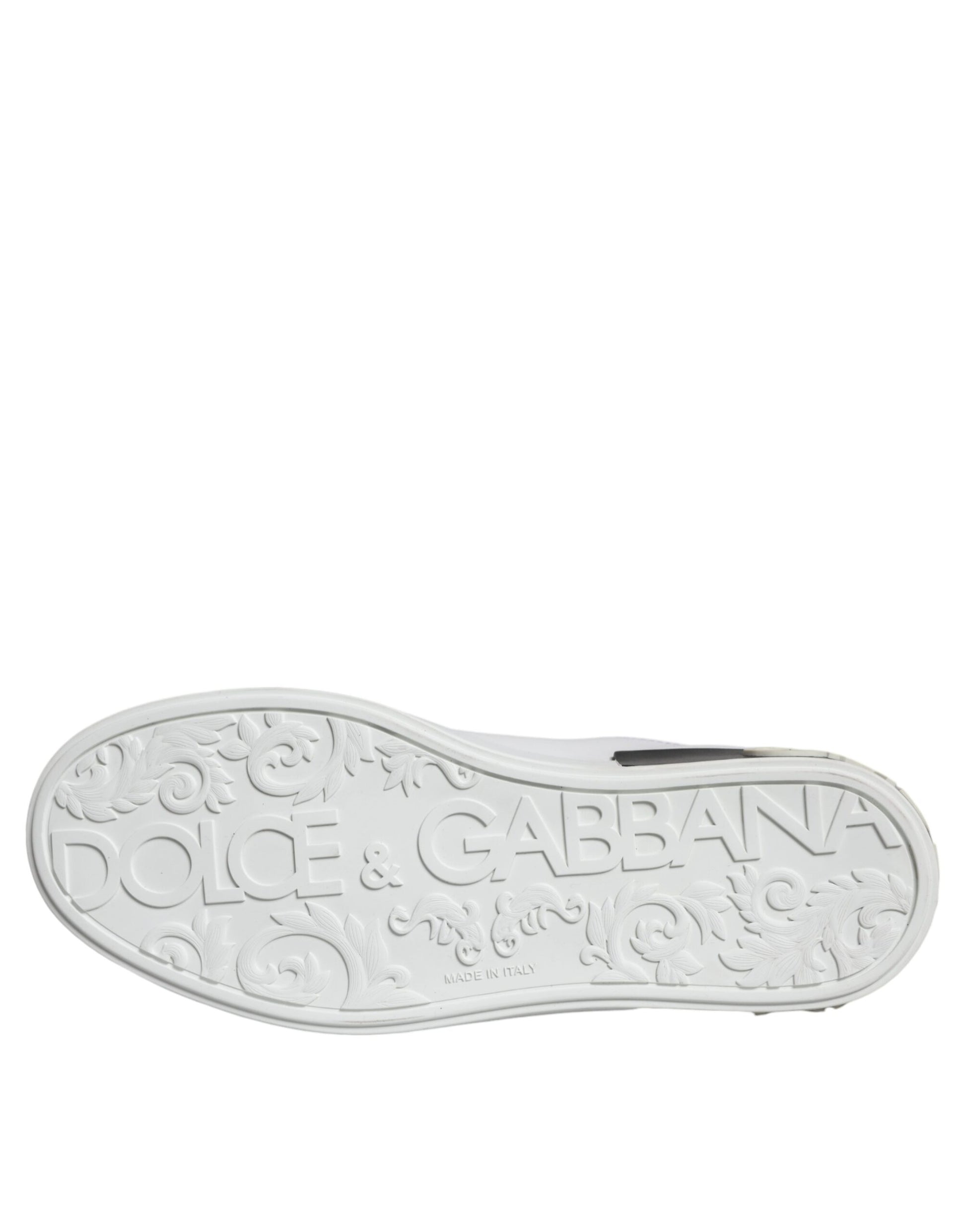 Dolce & Gabbana Black Leather Logo Portofino Sneaker Shoes by Dolce & Gabbana