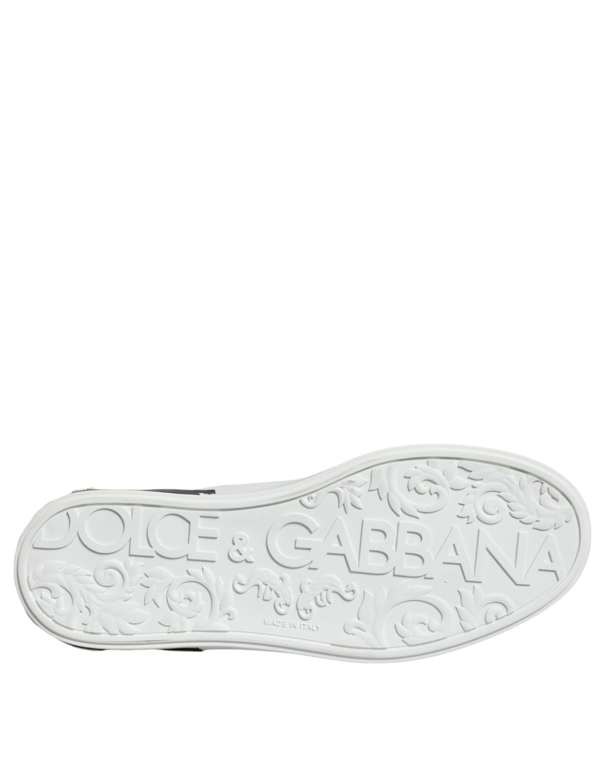 Dolce & Gabbana Black Leather Logo Portofino Sneaker Shoes by Dolce & Gabbana