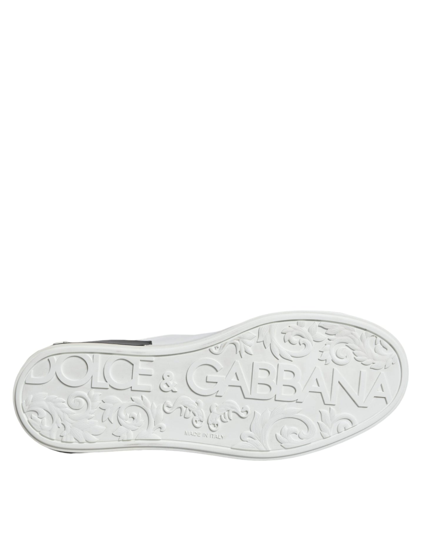 Dolce & Gabbana Black Leather Logo Portofino Sneaker Shoes by Dolce & Gabbana