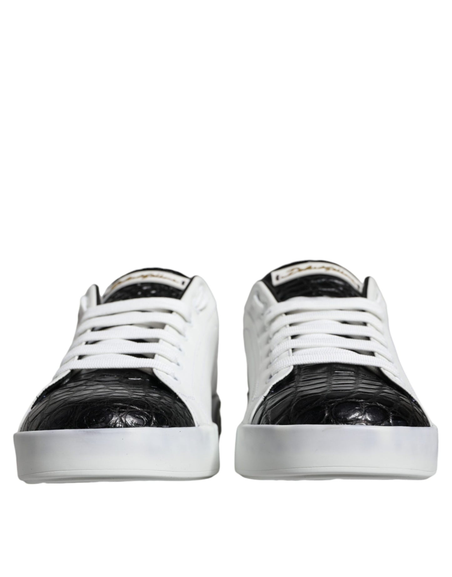 Dolce & Gabbana Black Leather Logo Portofino Sneaker Shoes by Dolce & Gabbana