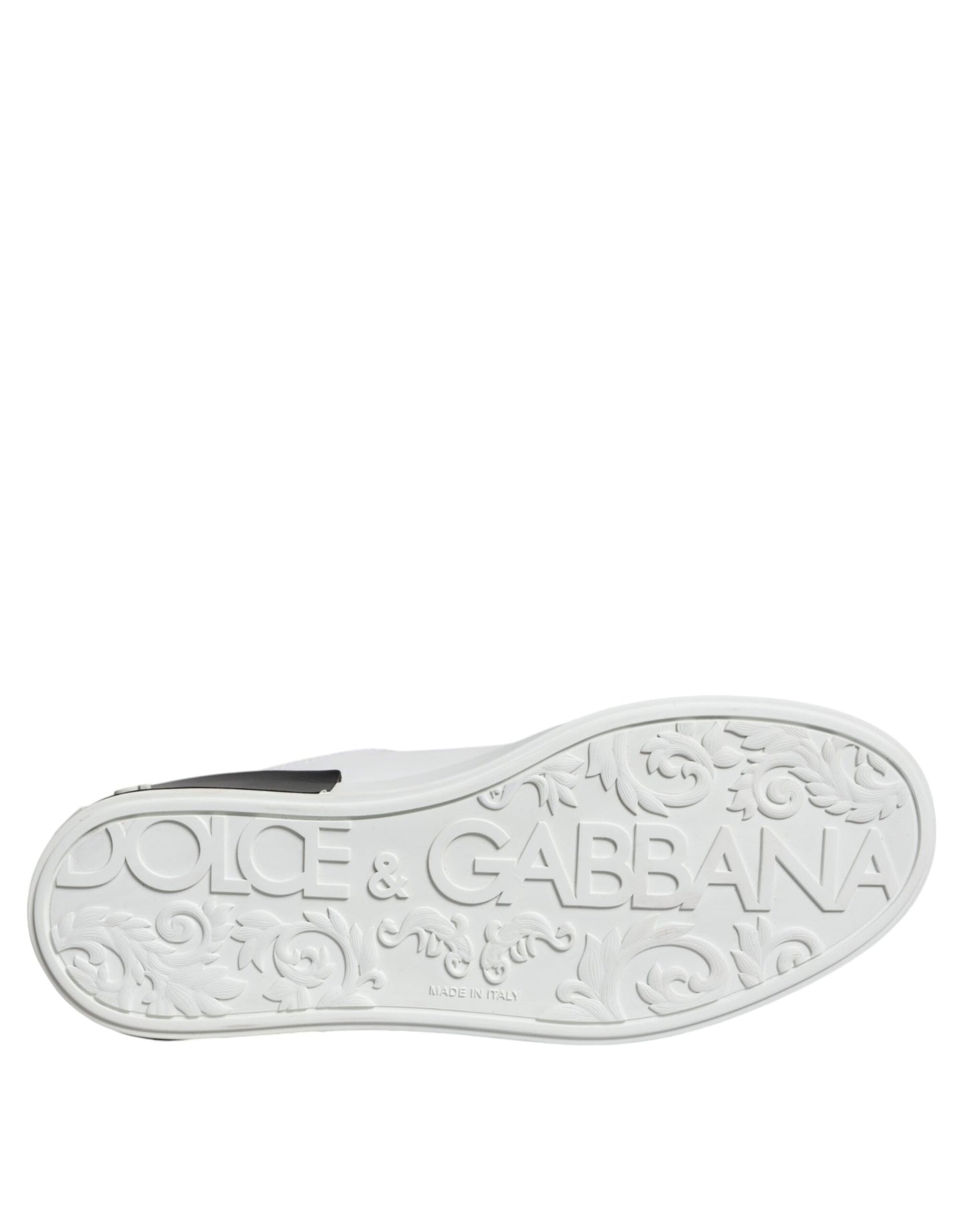 Dolce & Gabbana Black Leather Logo Portofino Sneaker Shoes by Dolce & Gabbana