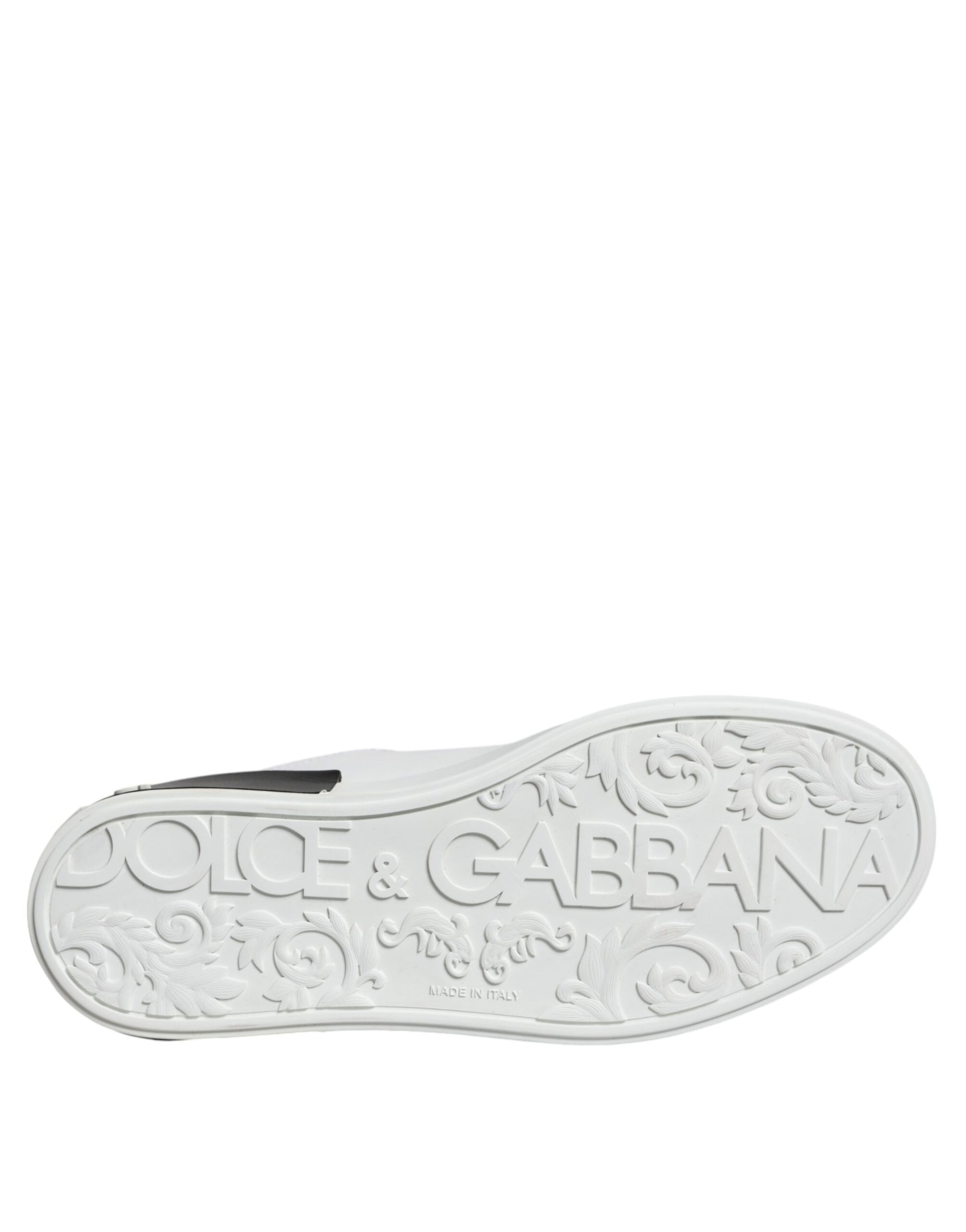 Dolce & Gabbana Black Leather Logo Portofino Sneaker Shoes by Dolce & Gabbana