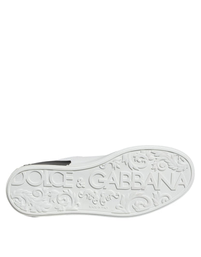 Dolce & Gabbana Black Leather Logo Portofino Sneaker Shoes by Dolce & Gabbana