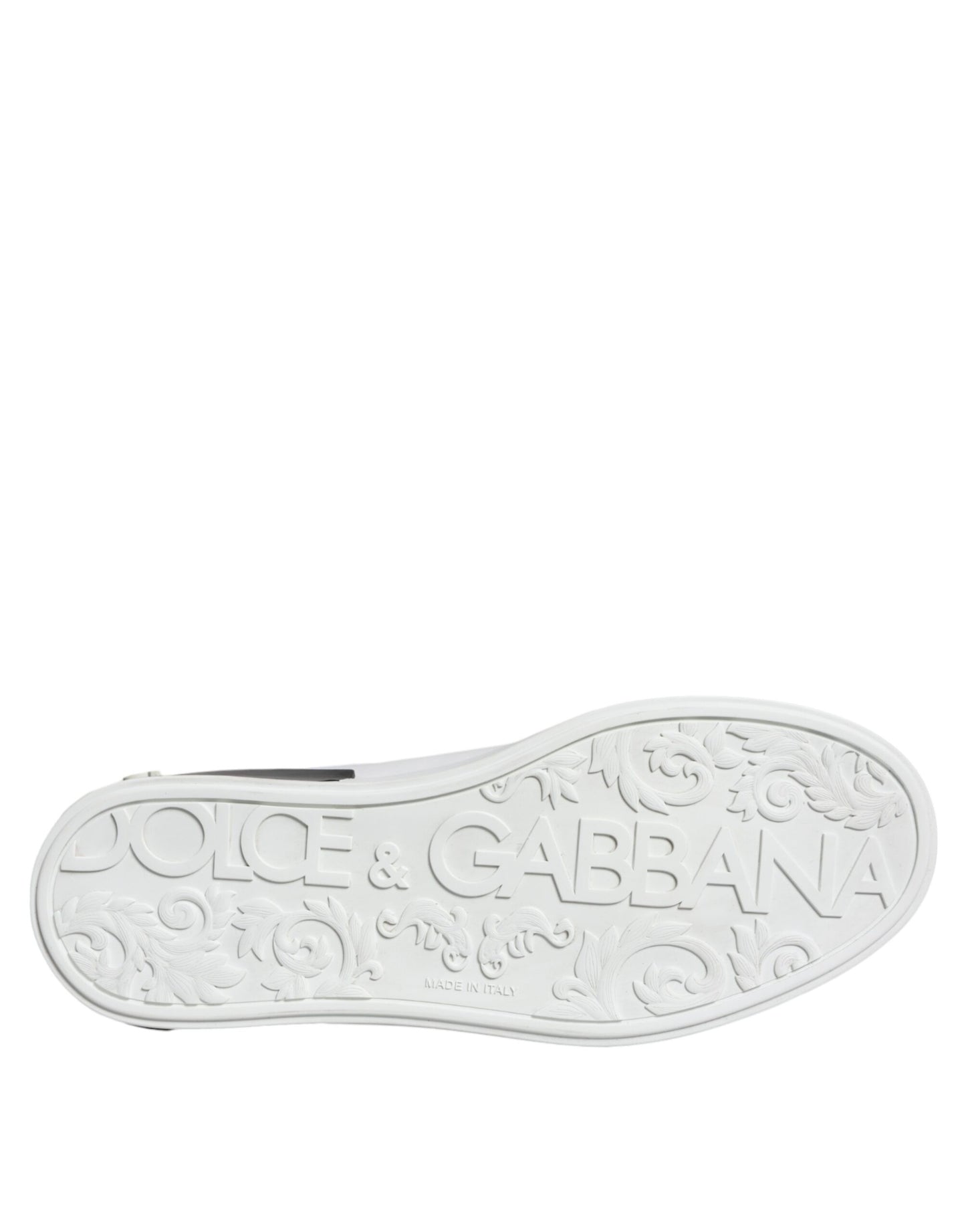 Dolce & Gabbana Black Leather Logo Portofino Sneaker Shoes by Dolce & Gabbana