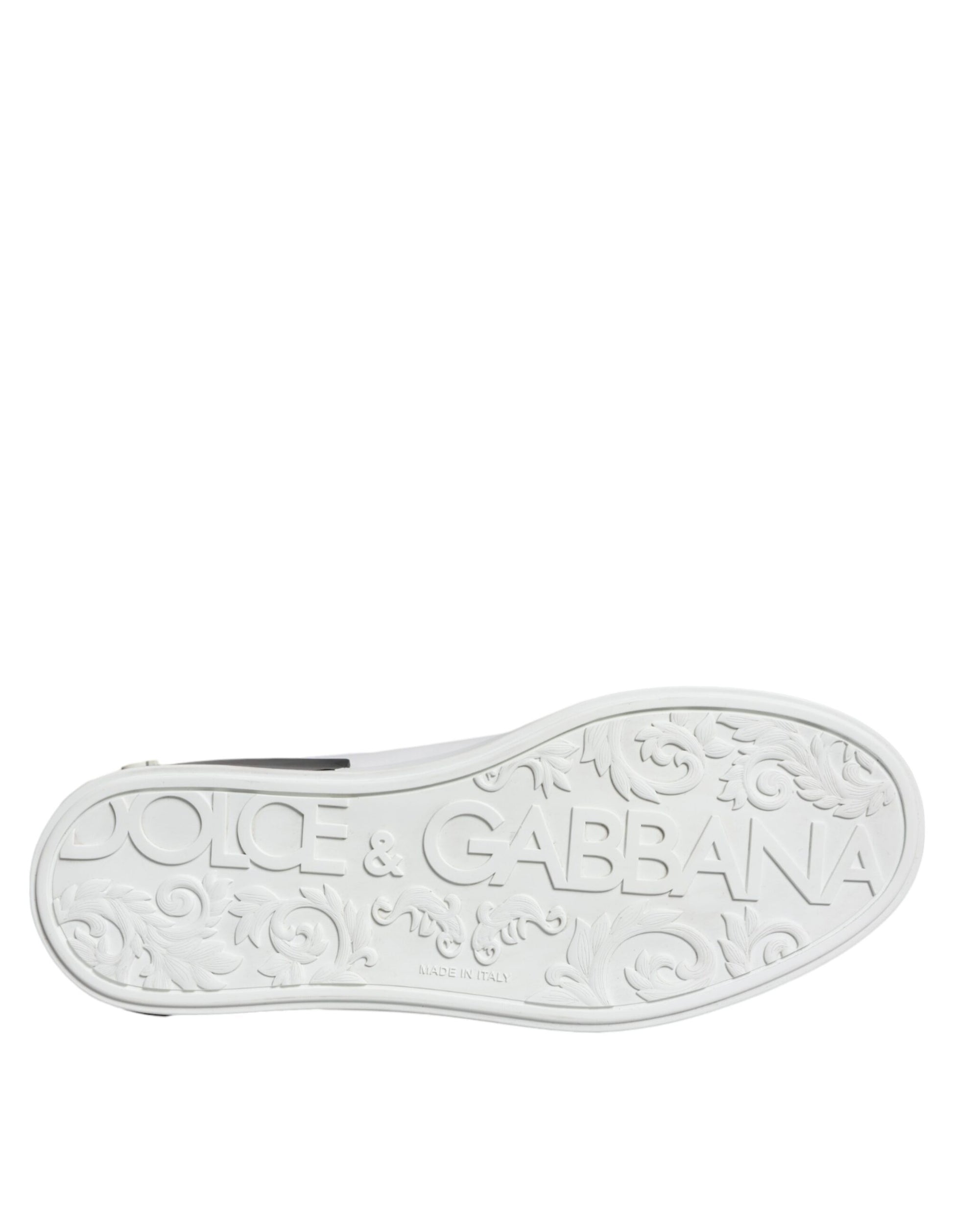 Dolce & Gabbana Black Leather Logo Portofino Sneaker Shoes by Dolce & Gabbana