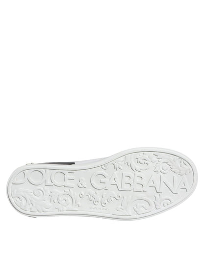 Dolce & Gabbana Black Leather Logo Portofino Sneaker Shoes by Dolce & Gabbana