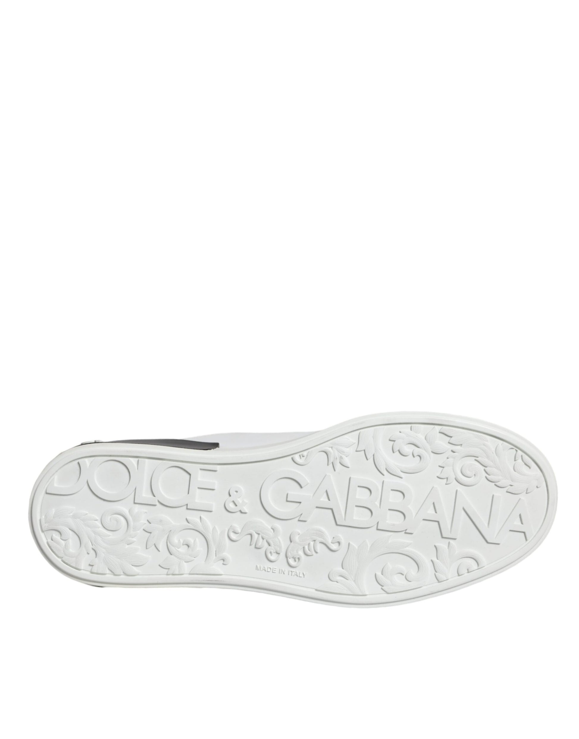 Dolce & Gabbana Black Leather Logo Portofino Sneaker Shoes by Dolce & Gabbana