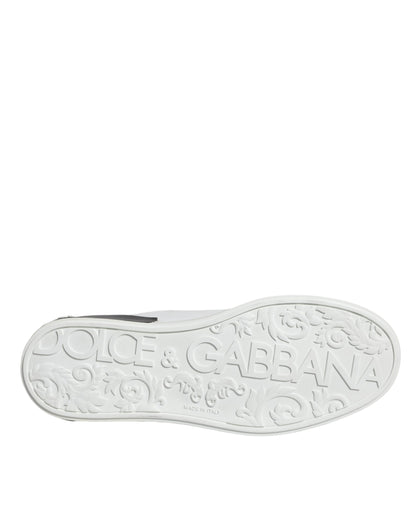 Dolce & Gabbana Black Leather Logo Portofino Sneaker Shoes by Dolce & Gabbana