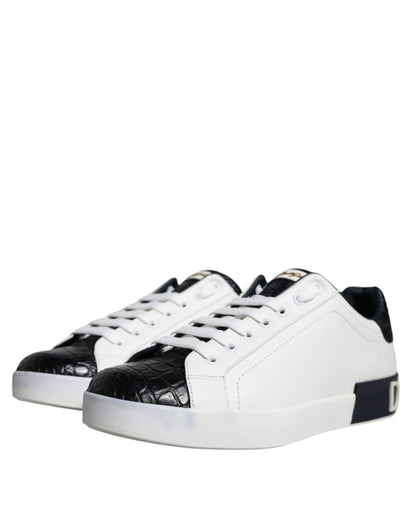 Dolce & Gabbana White Leather Logo Portofino Sneaker Shoes by Dolce & Gabbana