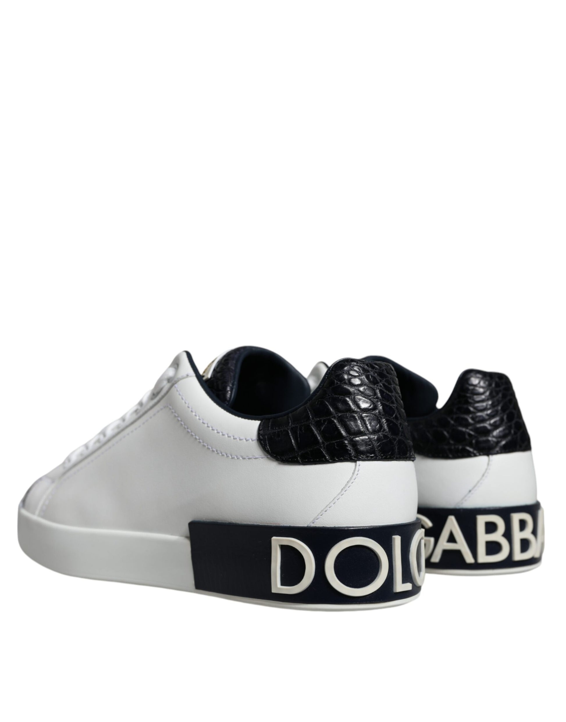 Dolce & Gabbana White Leather Logo Portofino Sneaker Shoes by Dolce & Gabbana
