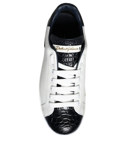 Dolce & Gabbana White Leather Logo Portofino Sneaker Shoes by Dolce & Gabbana