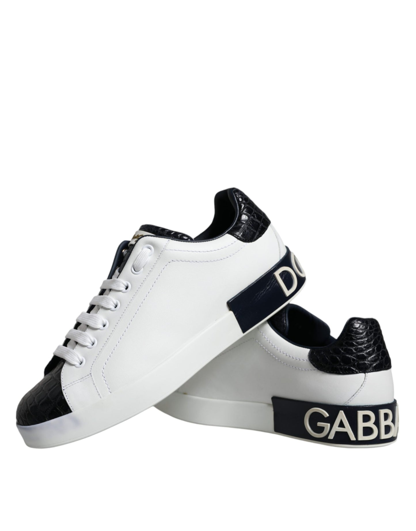 Dolce & Gabbana White Leather Logo Portofino Sneaker Shoes by Dolce & Gabbana