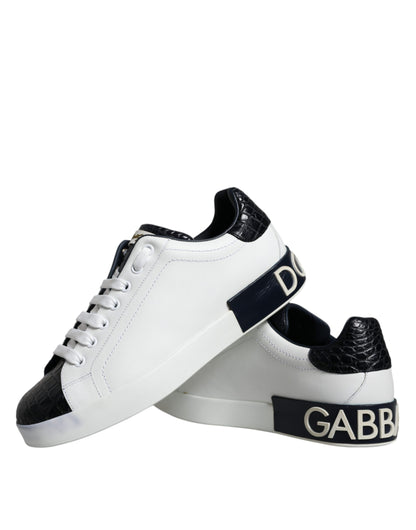 Dolce & Gabbana White Leather Logo Portofino Sneaker Shoes by Dolce & Gabbana