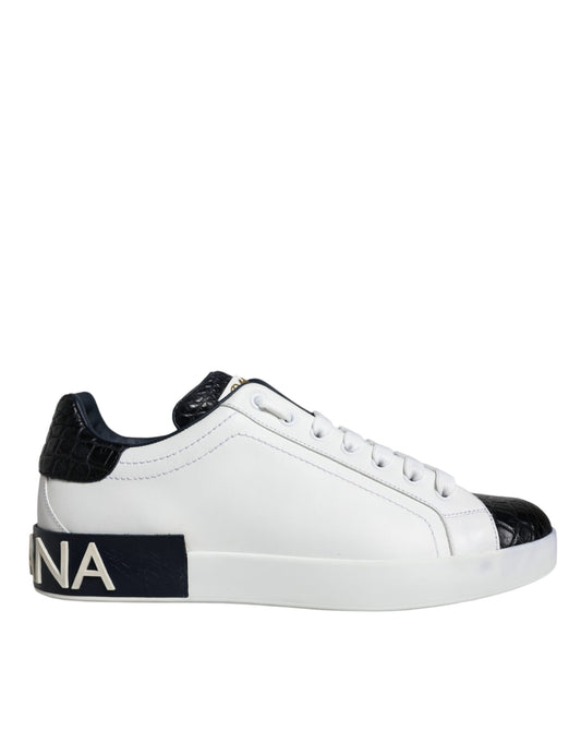 Dolce & Gabbana White Leather Logo Portofino Sneaker Shoes by Dolce & Gabbana