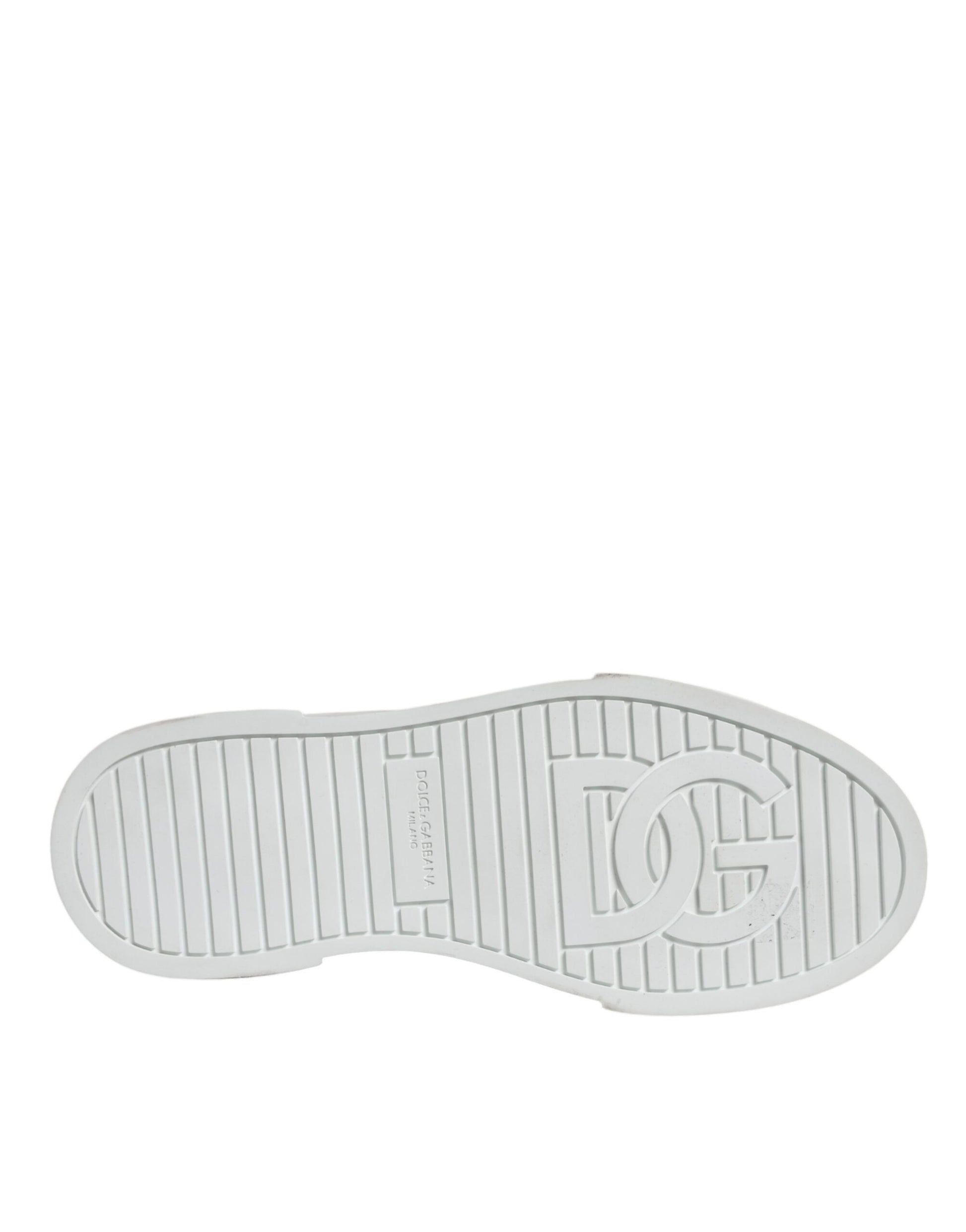 Dolce & Gabbana White Black Cotton Logo High Top Sneaker Shoes by Dolce & Gabbana