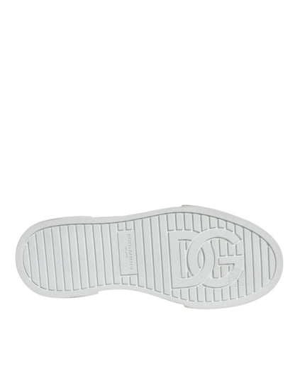 Dolce & Gabbana White Black Cotton Logo High Top Sneaker Shoes by Dolce & Gabbana