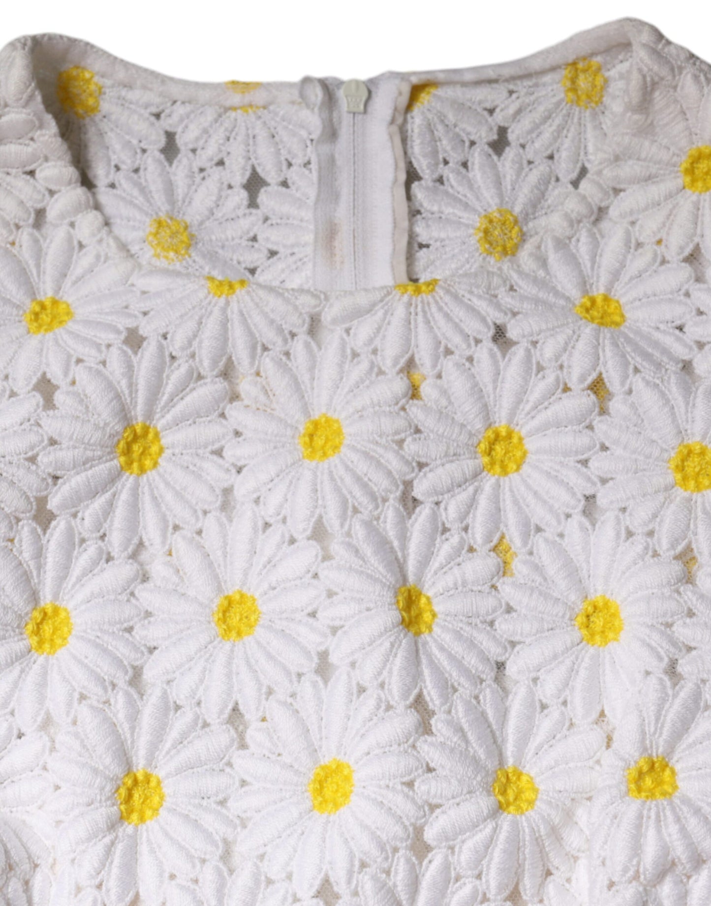 Dolce & Gabbana White Daisy Macrame Lace Sheath Midi Dress by Dolce & Gabbana