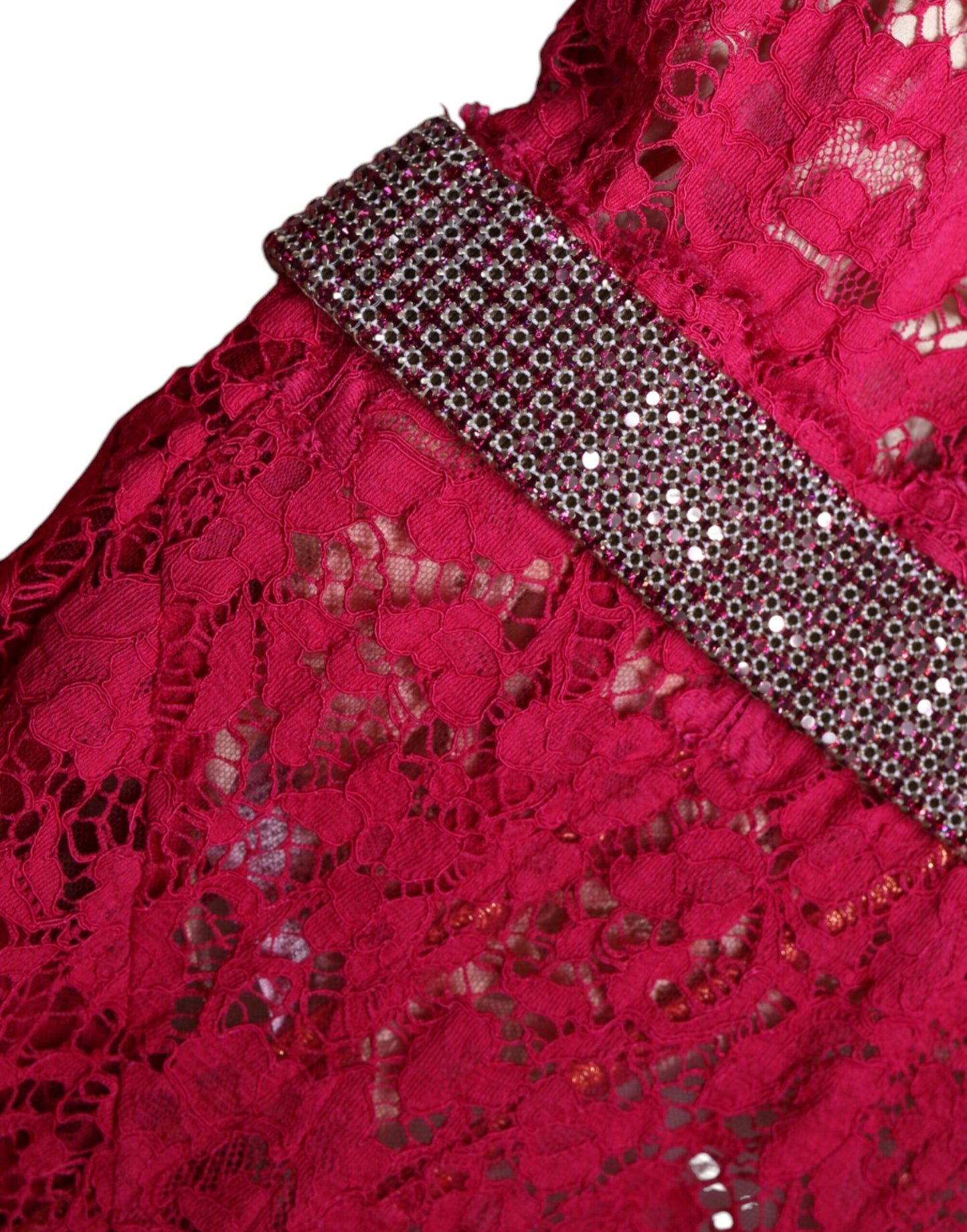 Dolce & Gabbana Pink Lace Crystal Sheath Long Gown Dress by Dolce & Gabbana