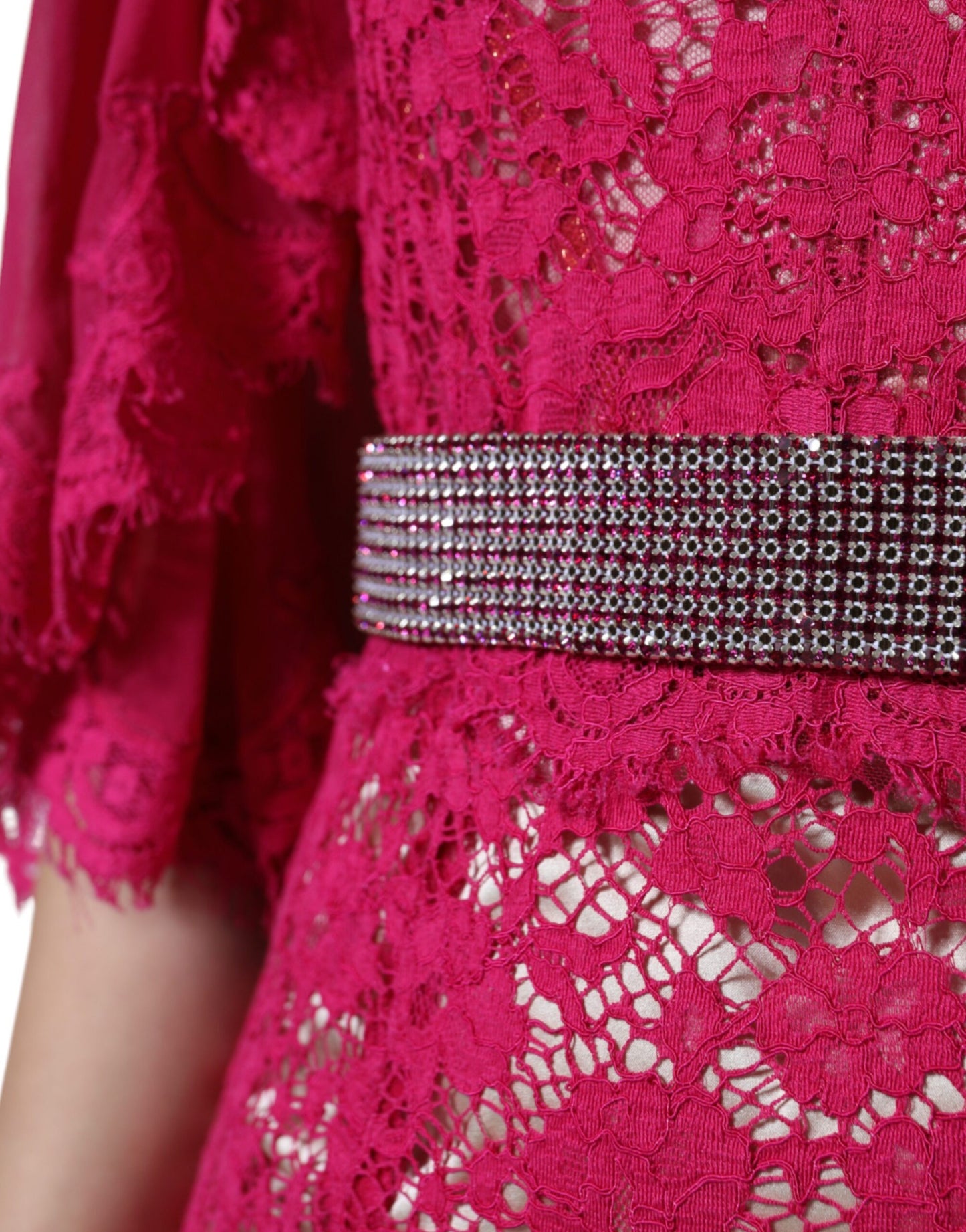 Dolce & Gabbana Pink Lace Crystal Sheath Long Gown Dress by Dolce & Gabbana
