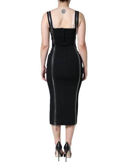 Dolce & Gabbana Black Zipper Bodycon Sheath Midi Dress by Dolce & Gabbana