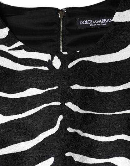 Dolce & Gabbana Black White Zebra A-line Sheath Mini Dress by Dolce & Gabbana