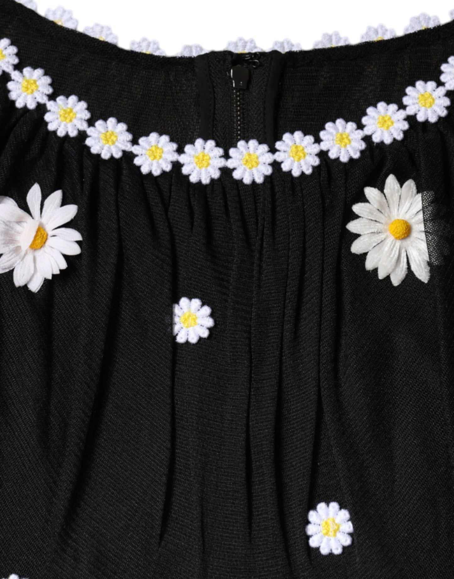 Dolce & Gabbana Black Silk Daisy A-line Long Maxi Dress by Dolce & Gabbana