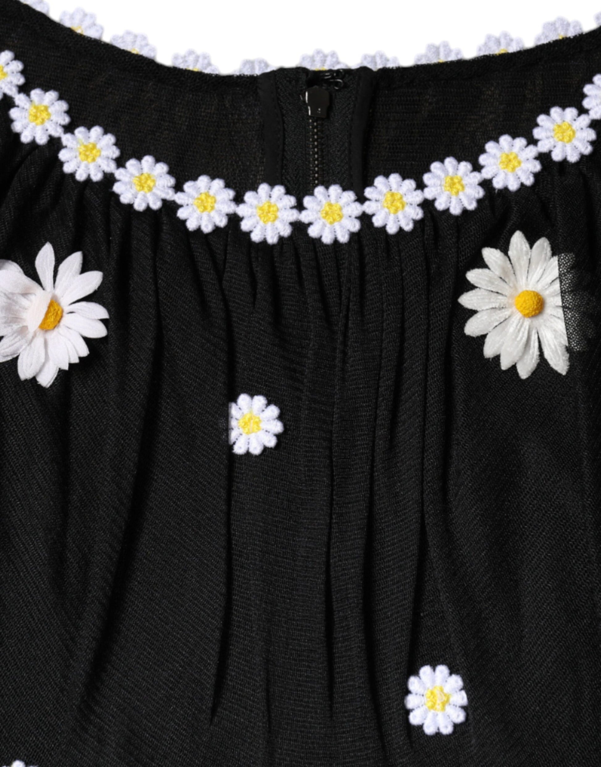 Dolce & Gabbana Black Silk Daisy A-line Long Maxi Dress by Dolce & Gabbana