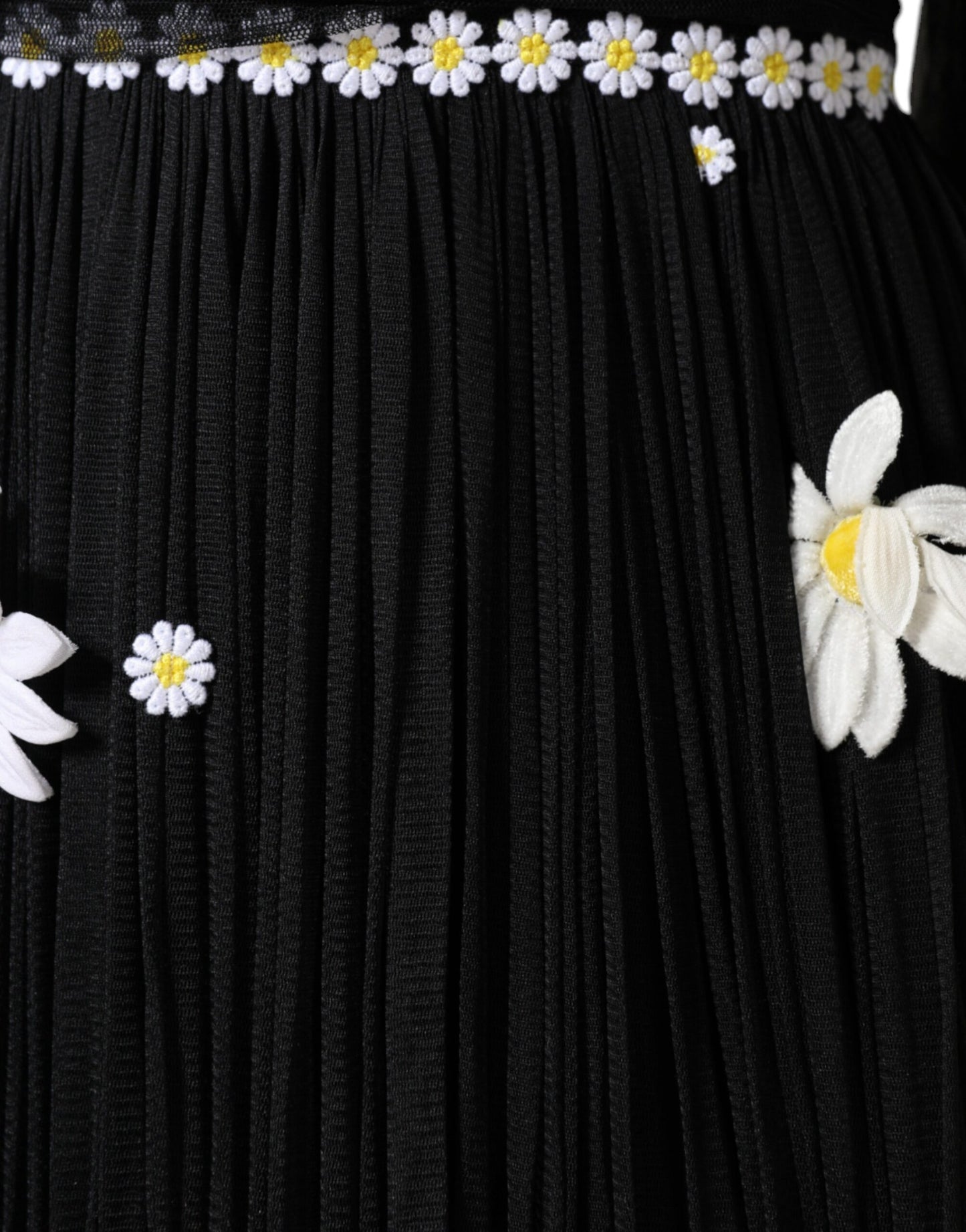 Dolce & Gabbana Black Silk Daisy A-line Long Maxi Dress by Dolce & Gabbana