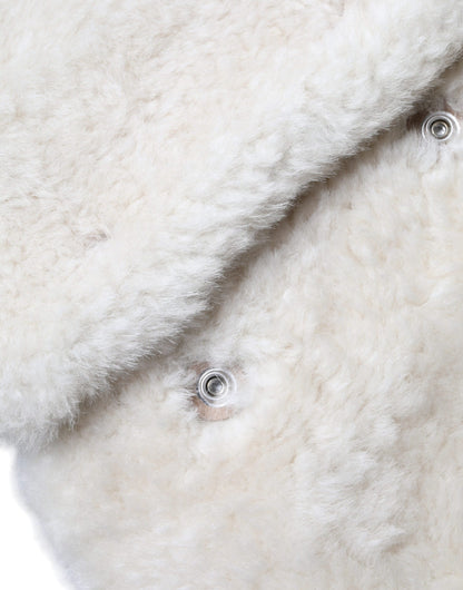 Veste en cuir et peau lainée Burberry WARRENFORD blanche