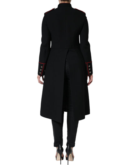 Trench-coat noir à boutonnage simple Dolce &amp; Gabbana