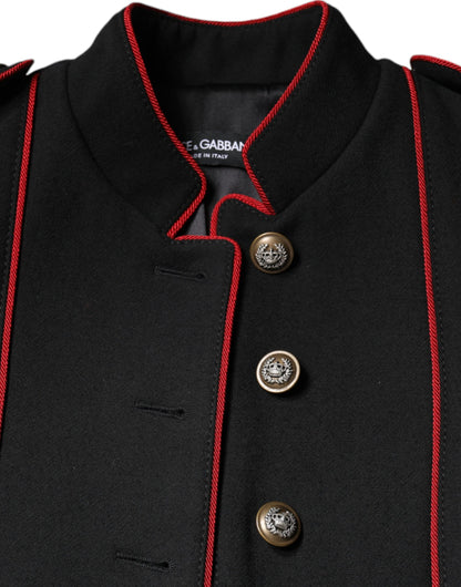 Trench-coat noir à boutonnage simple Dolce &amp; Gabbana