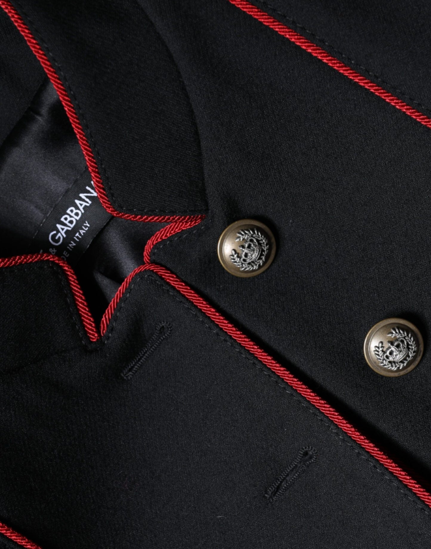 Trench-coat noir à boutonnage simple Dolce &amp; Gabbana
