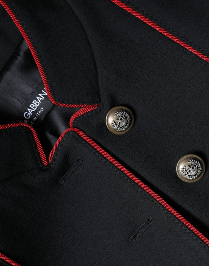 Trench-coat noir à boutonnage simple Dolce &amp; Gabbana