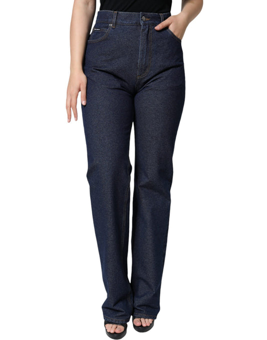 Dolce & Gabbana Dark Blue Cotton Stretch Straight Denim Jeans by Dolce & Gabbana