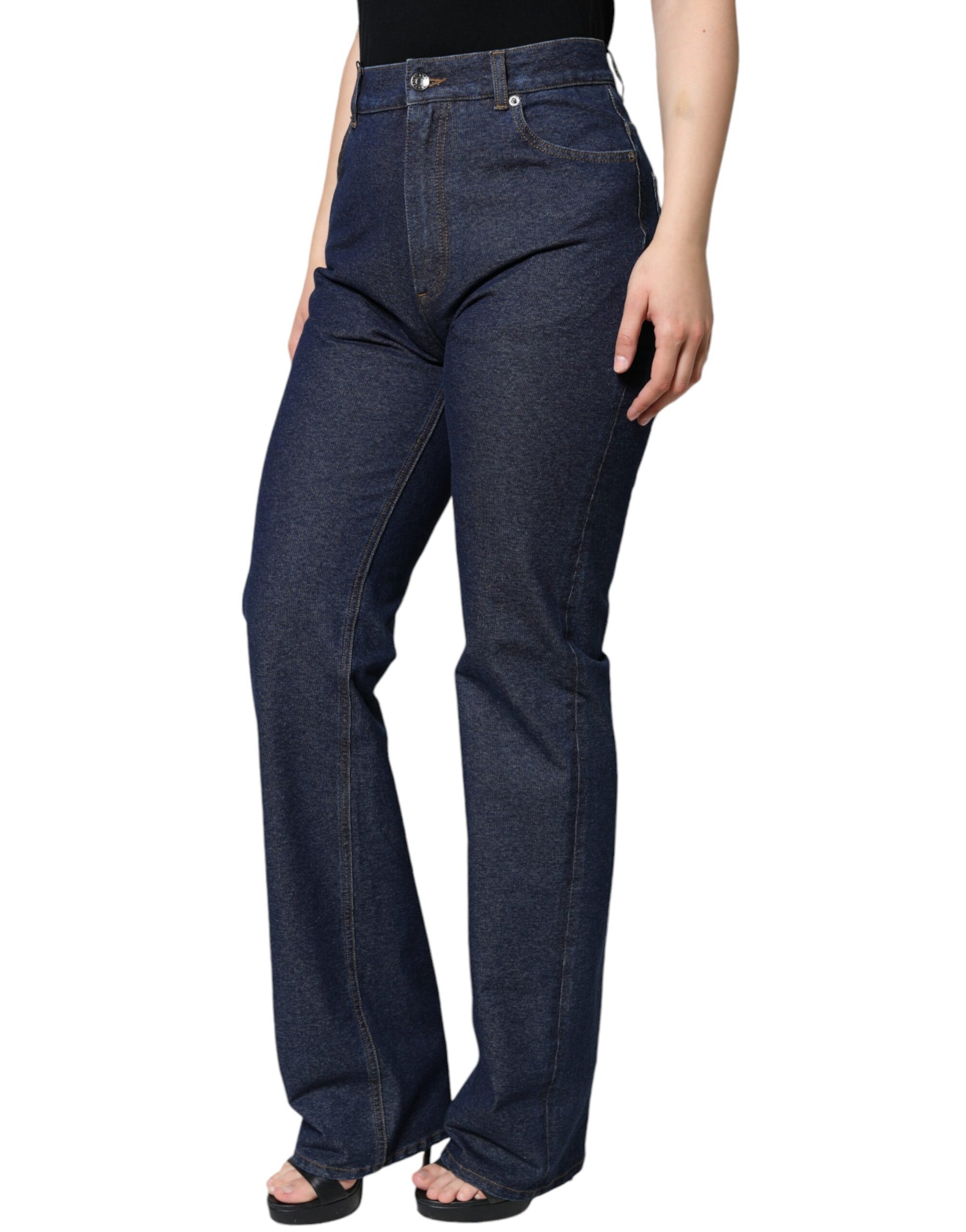 Dolce & Gabbana Dark Blue Cotton Stretch Straight Denim Jeans by Dolce & Gabbana