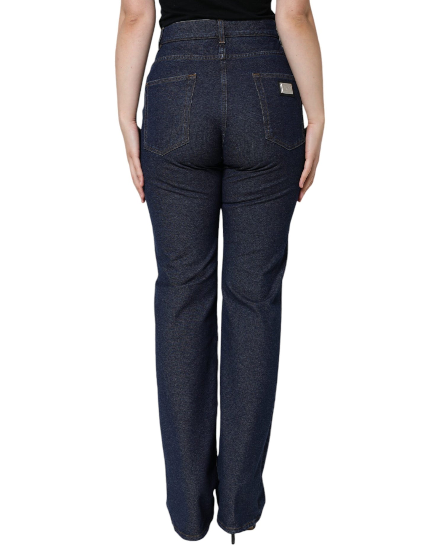 Dolce & Gabbana Dark Blue Cotton Stretch Straight Denim Jeans by Dolce & Gabbana