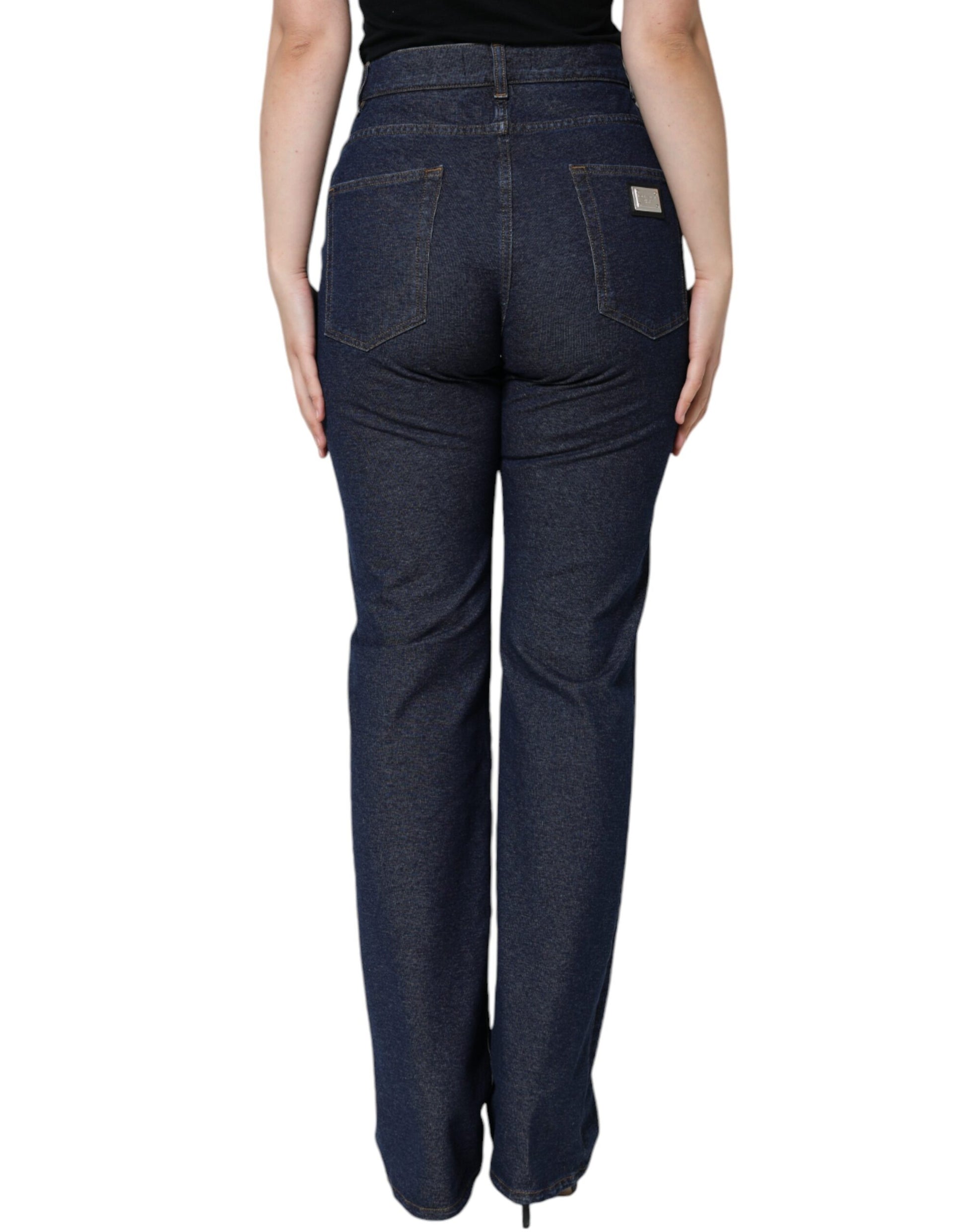 Dolce & Gabbana Dark Blue Cotton Stretch Straight Denim Jeans by Dolce & Gabbana