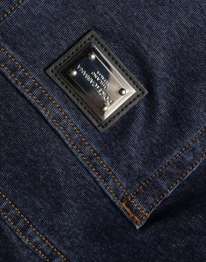 Dolce & Gabbana Dark Blue Cotton Stretch Straight Denim Jeans by Dolce & Gabbana