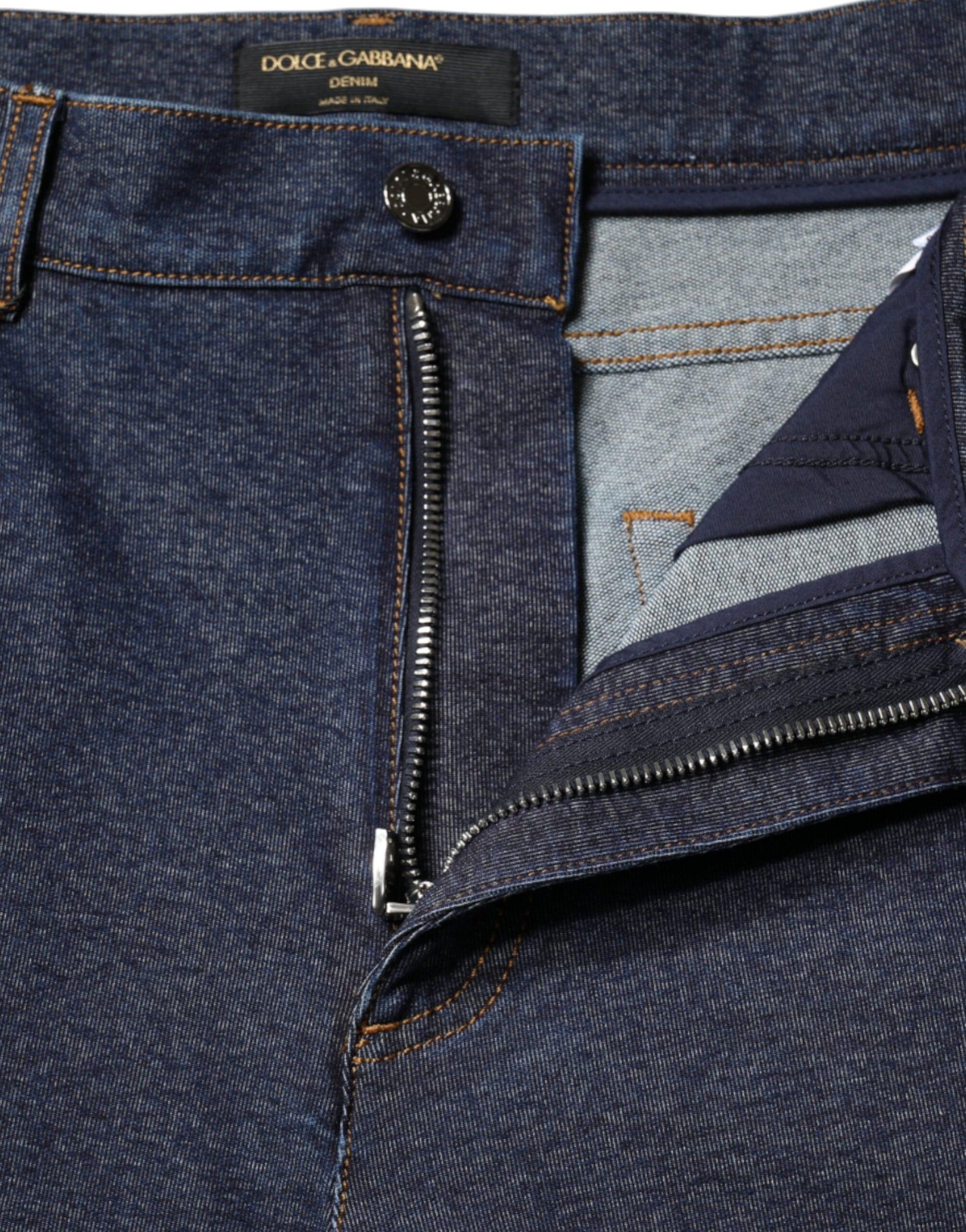 Dolce & Gabbana Dark Blue Cotton Stretch Straight Denim Jeans by Dolce & Gabbana