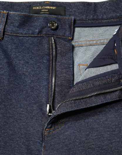 Dolce & Gabbana Dark Blue Cotton Stretch Straight Denim Jeans by Dolce & Gabbana