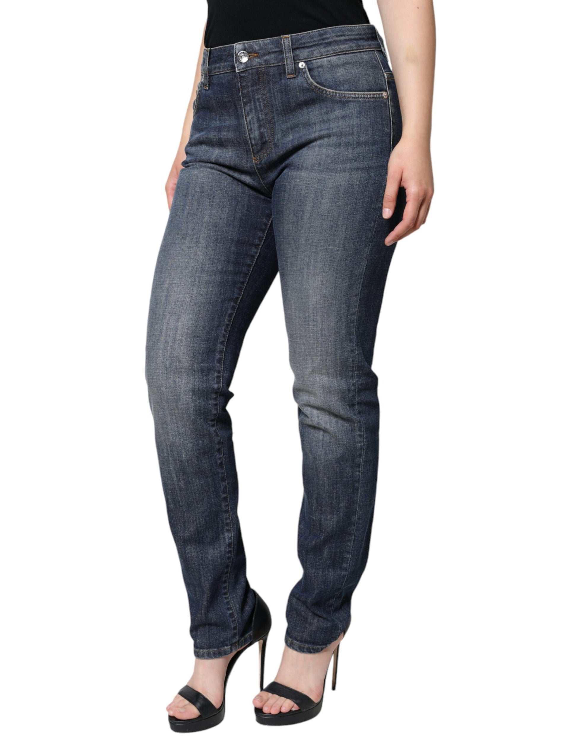 Dolce & Gabbana Dark Blue Cotton Stretch Skinny Denim Jeans by Dolce & Gabbana