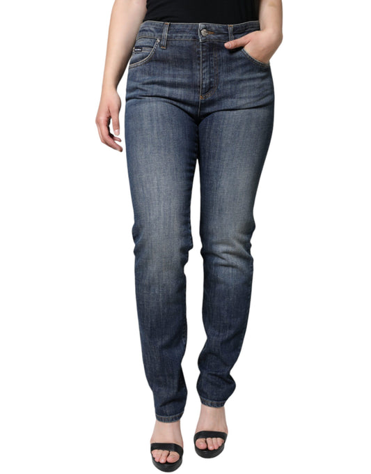 Dolce & Gabbana Dark Blue Cotton Stretch Skinny Denim Jeans by Dolce & Gabbana